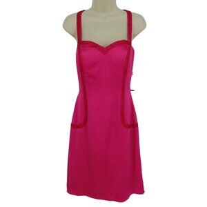 Fredericks of Hollywood Womens 8 Pink All Silk Beaded Sleeveless Dress Y2K NEW